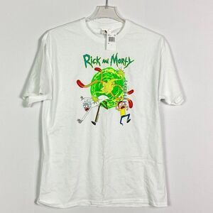 NWT Rick & Morty White Graphic T-Shirt Large Fruit Of The Loom HD Cotton